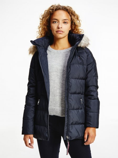 cl baffle down coat with fur